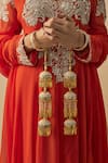 Buy_VIVINIA by Vidhi Mehra_Gold Plated Pearls Designer Kundan Polki Kaleeras _at_Aza_Fashions