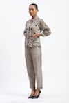 Buy_ABRAHAM AND THAKORE_Multi Color Chanderi Applique Collared Neutral Maheshwar Shirt _Online_at_Aza_Fashions