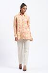ABRAHAM AND THAKORE_Multi Color Linen Collared Handpainted Checks Blend Shirt _at_Aza_Fashions