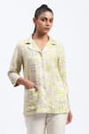Buy_ABRAHAM AND THAKORE_Multi Color Linen Collared Handpainted Checks Blend Shirt _at_Aza_Fashions