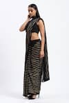 Buy_ABRAHAM AND THAKORE_Black Georgette Sequins Broken Stripes Saree _Online_at_Aza_Fashions