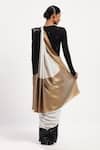Shop_ABRAHAM AND THAKORE_White Viscose Sequins Solid Stripes Designer Saree _at_Aza_Fashions