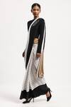 ABRAHAM AND THAKORE_White Viscose Sequins Solid Stripes Designer Saree _Online_at_Aza_Fashions