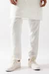 Son of A Noble Snob_White Linen Applique Kurta Set _Online_at_Aza_Fashions