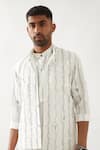 Buy_Son of A Noble Snob_White Linen Embroidery, Applique Madox Vine Bundi Kurta Set _Online_at_Aza_Fashions