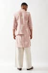 Shop_Son of A Noble Snob_Pink Linen Embroidery Madox Farm Bundi Kurta Set _at_Aza_Fashions