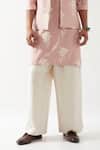 Shop_Son of A Noble Snob_Pink Linen Embroidery Madox Farm Bundi Kurta Set _Online_at_Aza_Fashions