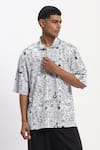 Buy_Abraham And Thakore_White Cotton Whimsical Print Designer T-shirt _at_Aza_Fashions