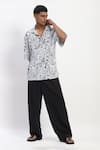 Abraham And Thakore_White Cotton Whimsical Print Designer T-shirt _at_Aza_Fashions