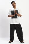 Abraham And Thakore_White Cotton Engineered Blockprint Casual Shirt _at_Aza_Fashions