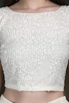 Buy_LABEL IVISH_Ivory Georgette Sequins, Beads Round Neck Hand Embroidered Fusion Set 