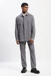 ABRAHAM AND THAKORE_Multi Color Cotton Diagonal Print Jacket _at_Aza_Fashions