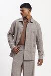 ABRAHAM AND THAKORE_Multi Color Cotton Diagonal Print Jacket _at_Aza_Fashions