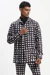 Buy_ABRAHAM AND THAKORE_Black Cotton Watercolour Checks Jacket _at_Aza_Fashions