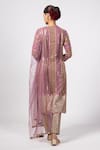 Shop_Vvani by Vani Vats_Multi Color Georgette, Net Gota Patti, Mirrors Round Neck Mud Mauve Kurta Set _at_Aza_Fashions