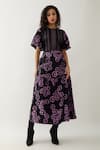 Buy_Son of A Noble Snob_Black Cotton Satin Round Neck Queen Co-ord Set With Floral Skirt _at_Aza_Fashions
