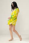 Shop_REENA SHARMA_Yellow Viscose, Chiffon Square Neck Alina Designer Short Dress _Online_at_Aza_Fashions