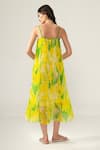 Shop_REENA SHARMA_Yellow Viscose Open Neck Alina Cami Dress _at_Aza_Fashions