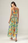 Shop_REENA SHARMA_Multi Color Viscose, Linen Scoop Neck Isha Ditsy Cami Midi Dress _at_Aza_Fashions