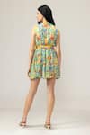 Shop_REENA SHARMA_Multi Color Cotton Round Neck Isha Ditsy Short Dress _at_Aza_Fashions