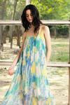 Buy_REENA SHARMA_Multi Color Viscose, Chiffon Open Neck Light Blue Nora Cami Midi Dress _Online_at_Aza_Fashions