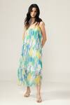 Buy_REENA SHARMA_Multi Color Viscose, Chiffon Open Neck Light Blue Nora Cami Midi Dress _at_Aza_Fashions