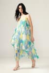 Shop_REENA SHARMA_Multi Color Viscose, Chiffon Open Neck Light Blue Nora Cami Midi Dress _Online_at_Aza_Fashions