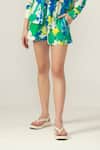 REENA SHARMA_Blue Cotton Collared Floral Print Nora Co-ord Set _Online_at_Aza_Fashions