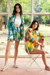 Buy_REENA SHARMA_Blue Cotton Collared Floral Print Nora Co-ord Set _Online_at_Aza_Fashions