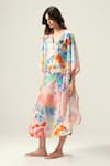 REENA SHARMA_Multi Color Viscose, Chiffon V-neck Zoe Kaftan _Online_at_Aza_Fashions