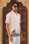 Buy_Raw & Rustic by Niti Bothra_White Cotton, Linen, Tencel Embroidery Cuban Collar Shirt _Online_at_Aza_Fashions