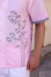 Shop_Raw & Rustic by Niti Bothra_Pink Linen, Cotton, Tencel Embroidery Panda Cuban Collar Shirt _Online_at_Aza_Fashions