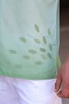Shop_Raw & Rustic by Niti Bothra_Green Linen, Cotton, Tencel Embroidery Deer Cuban Collar Shirt _Online_at_Aza_Fashions