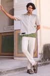Buy_Raw & Rustic by Niti Bothra_Ivory Linen, Cotton, Tencel Embroidery Panther Cuban Collar Shirt 