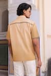 Shop_Raw & Rustic by Niti Bothra_Peach Linen, Tencel, Cotton Embroidery Horse Cuban Collar Shirt _at_Aza_Fashions