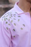 Shop_Raw & Rustic by Niti Bothra_Pink Linen, Cotton, Tencel Embroidery Elephant Cuban Collar Shirt _Online_at_Aza_Fashions