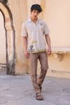 Shop_Raw & Rustic by Niti Bothra_Ivory Embroidery Elephant Cuban Collar Shirt _Online_at_Aza_Fashions