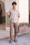 Raw & Rustic by Niti Bothra_Ivory Embroidery Elephant Cuban Collar Shirt _at_Aza_Fashions
