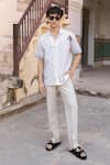 Buy_Raw & Rustic by Niti Bothra_Ivory Cotton, Linen, Tencel Embroidery Zebra Cuban Collar Shirt 