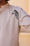Raw & Rustic by Niti Bothra_Ivory Linen, Tencel, Cotton Embroidery Zebra Shirt Kurta _at_Aza_Fashions