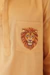 Raw & Rustic by Niti Bothra_Mustard Linen, Tencel, Cotton Embroidery Lion Shirt Kurta _at_Aza_Fashions