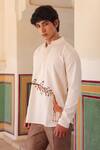 Buy_Raw & Rustic by Niti Bothra_Yellow Linen, Cotton, Tencel Embroidery Giraffe Short Kurta _Online_at_Aza_Fashions