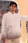 Buy_Raw & Rustic by Niti Bothra_White Linen, Cotton, Tencel Embroidery Horse Short Kurta 