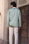 Shop_Raw & Rustic by Niti Bothra_Green Linen, Tencel, Cotton Embroidery Panther Kurta _at_Aza_Fashions