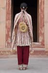 Shop_Etasha by Asha Jain_Fuchsia Tissue, Crepe Tassels, Metallic Thread V-neck Fuschia Kurta Set _at_Aza_Fashions