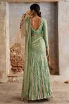 Shop_Etasha by Asha Jain_Green Tissue Embroidery, Sequins, Beads Sea Pre-draped Saree And Blouse Set _at_Aza_Fashions