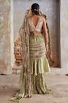 Shop_Etasha by Asha Jain_Lavender Silk Pearls, Lime Green Textured Metallic Pre-draped Saree And Blouse Set _at_Aza_Fashions