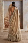 Shop_Etasha by Asha Jain_Ivory Silk, Tissue Sequins, Embroidery Halter Neck And Gold Lehenga Set _at_Aza_Fashions