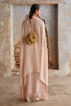 Shop_Etasha by Asha Jain_Pink Georgette Embroidery Open Neck, Halter Baby Draped Skirt And Bustier Set _at_Aza_Fashions