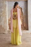 Shop_Etasha by Asha Jain_Yellow Georgette Embroidery Square Neck Designer Kurta Set With Dupatta _at_Aza_Fashions
